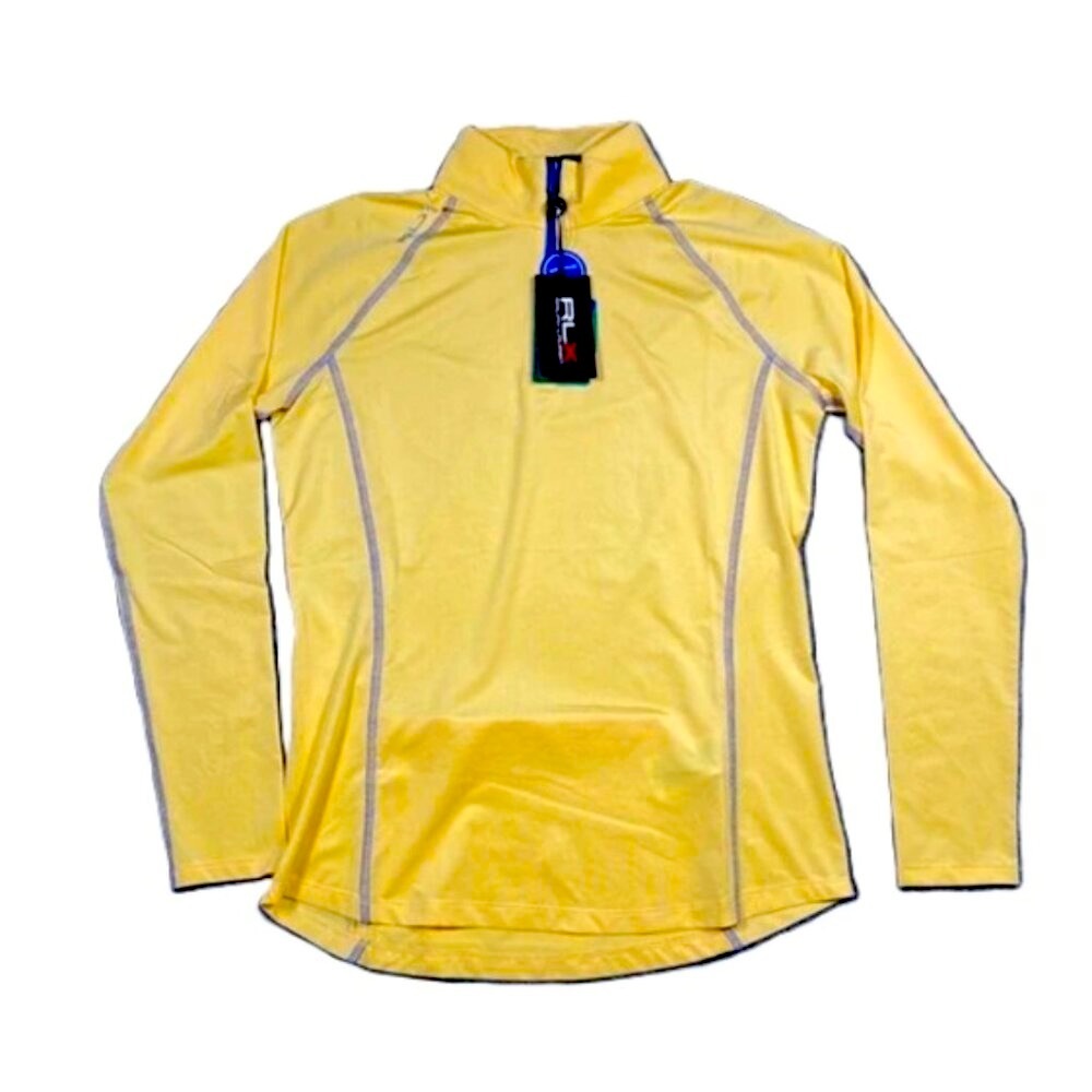 NWT RLX Ralph Lauren Women's Stretch 1/4 Zip Golf Jersey Pullover Yellow M